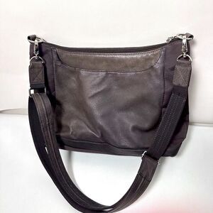 Gun Tote'n Mamas Concealed Carry Purse Pebbled Leather Nylon Brown CCW Bag